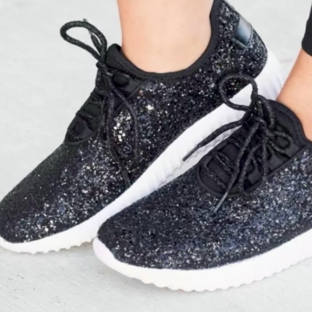 (NIB) FOREVER LINK • Black/White Remy Glitter Lace-Up Sneakers, 6 - Picture 15 of 16